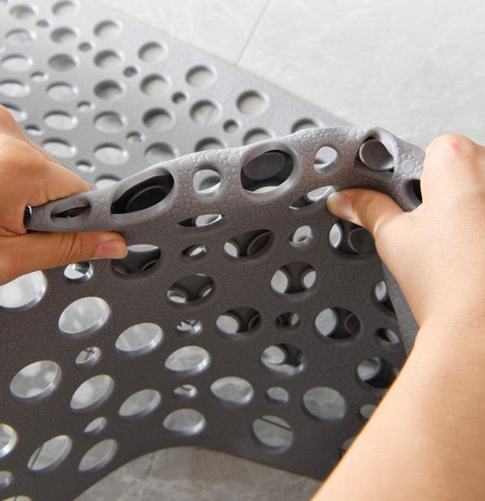 Grey PVC Rubber Shower Rug Non-Slip Bathroom Shower Mat.